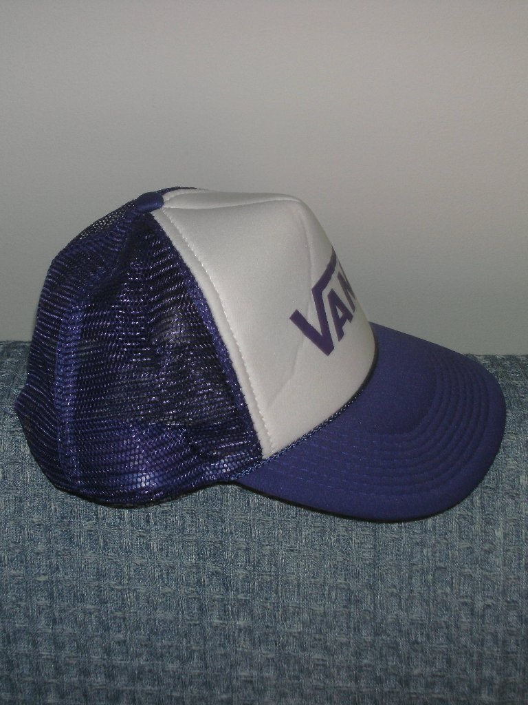 Vintage Vans Purple Mesh Trucker Cap Hat Skater Style Adjustable Snapback Nissin